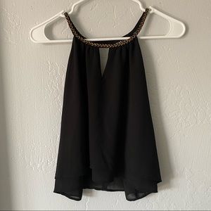 Blouse with gold collar